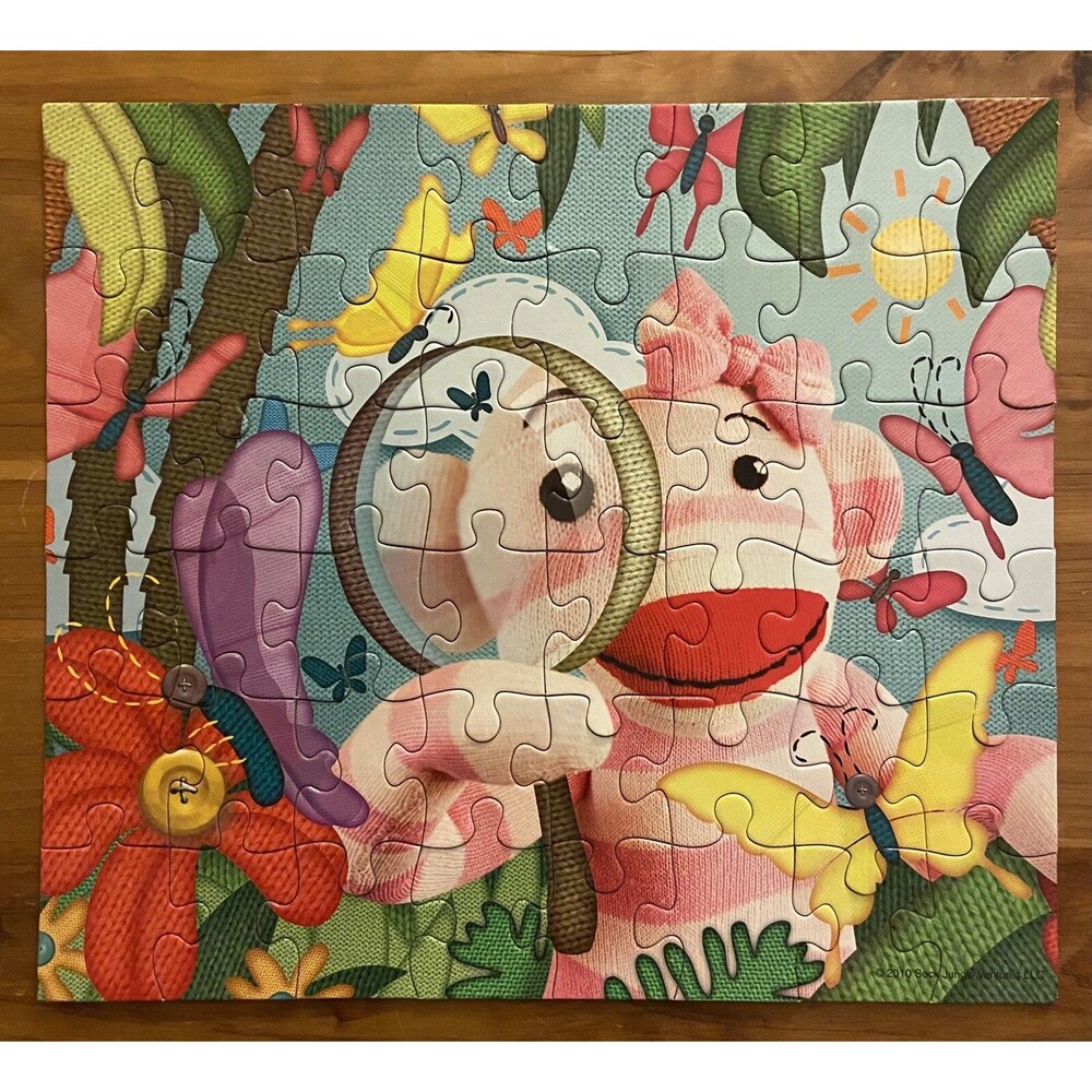Sock Jungle Sock Monkey Lot Of Two  48 Piece Jigsaw Puzzle Complete